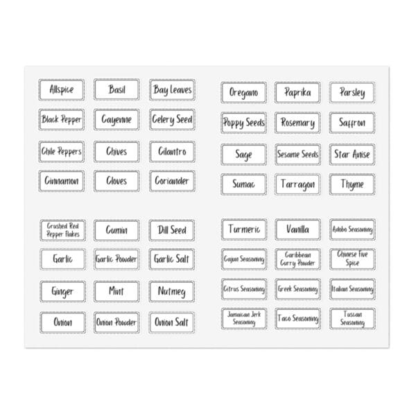 Mini Spice Jar Labels