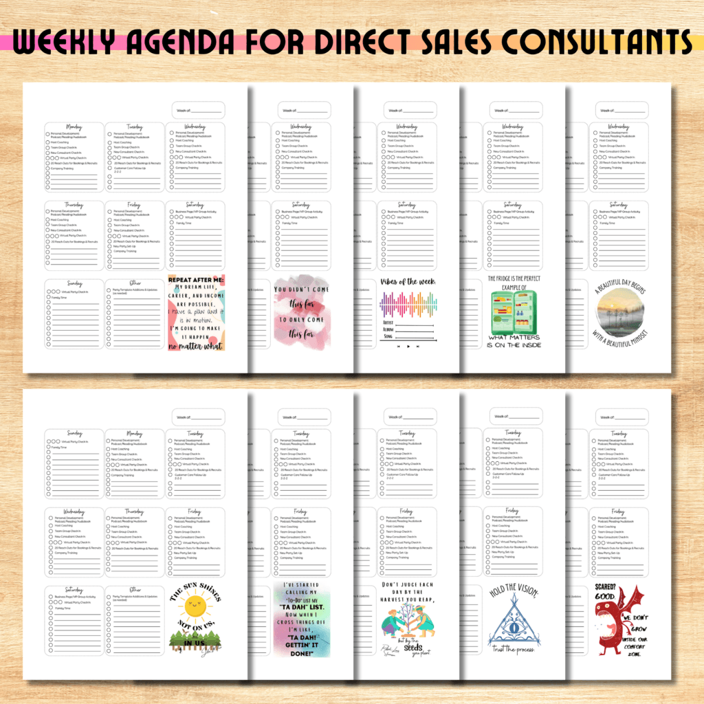 Weekly Agenda for Direct Sales Consultants
