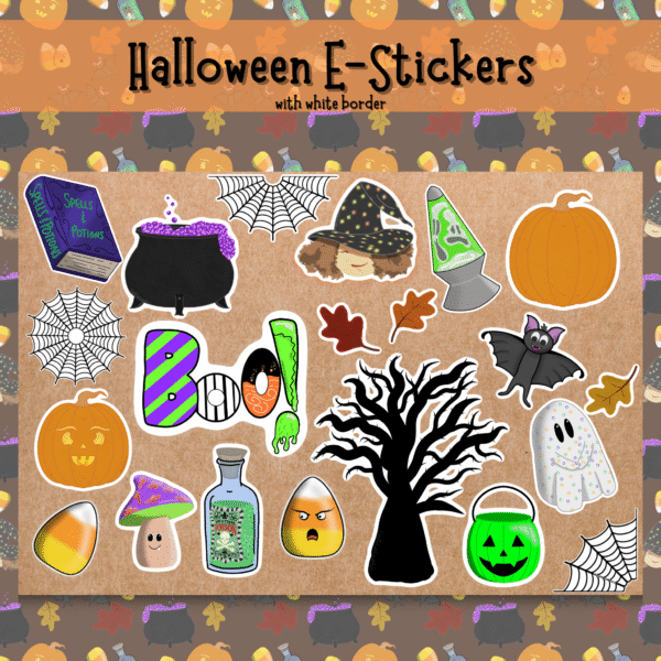 This image shows the e-stickers with a white border.